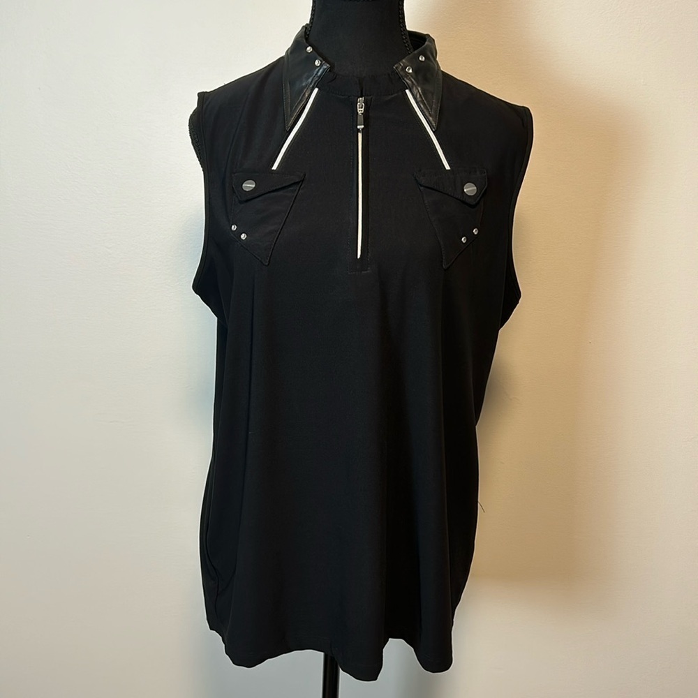Jamie Sadock Black Sleeveless Golf Shirt Sz L
